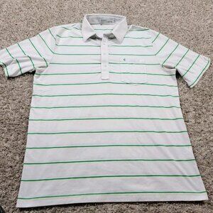 Criquet White and Green Striped Polo Shirt